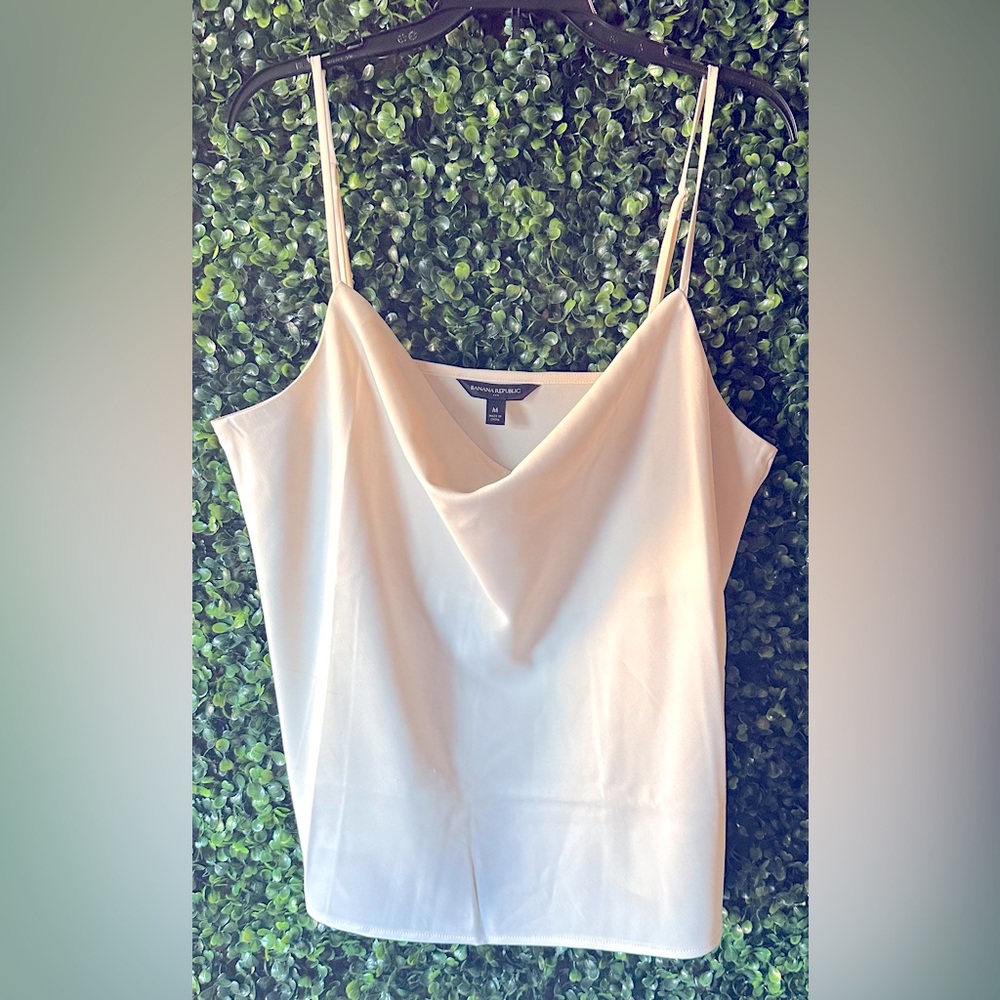 Banana Republic Ivory Silky Drape Neck Camisole w/ Adjustable Straps